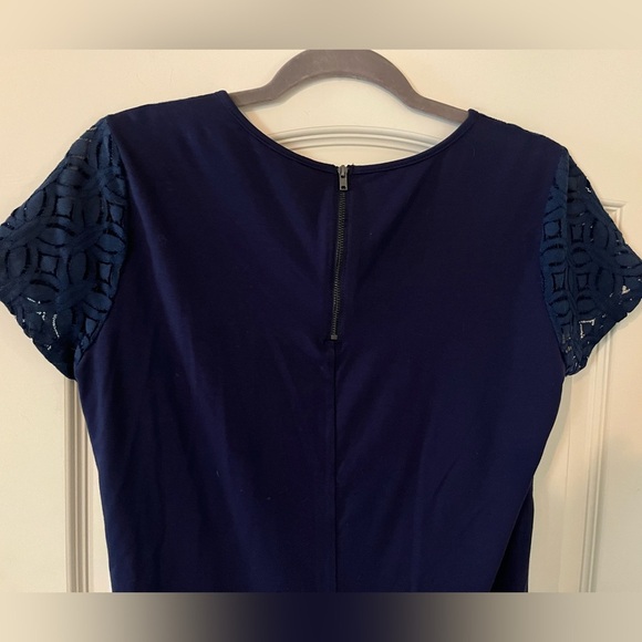 Market & Spruce Rich Navy Blouse, Sheer Short Sleeve Women’s Size Small - Picture 4 of 15